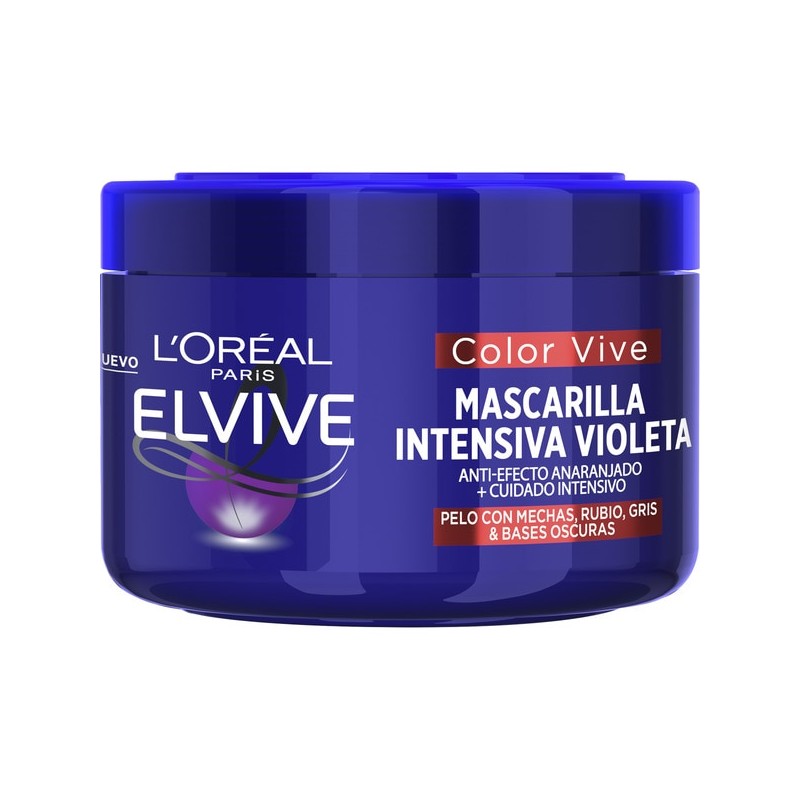 ELVIVE Mascarilla de pelo intensiva violeta matizador Color Vive anti-efecto anaranjado tarro 250 ml