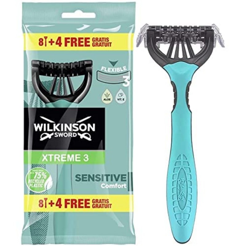 Wilkinson Sword Xtreme 3 Sensitive - Pack de 8 + 4 Maquinillas Desechables