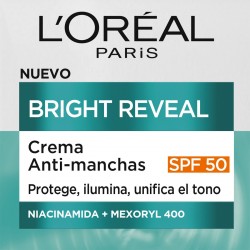 L'OREAL Paris Bright Reveal crema de día anti-manchas con niacinamida + Mexoryl 400 SPF-50 tarro 50 ml
